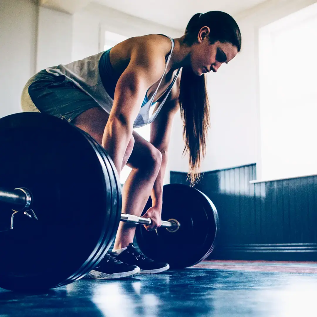 woman about to deadlift