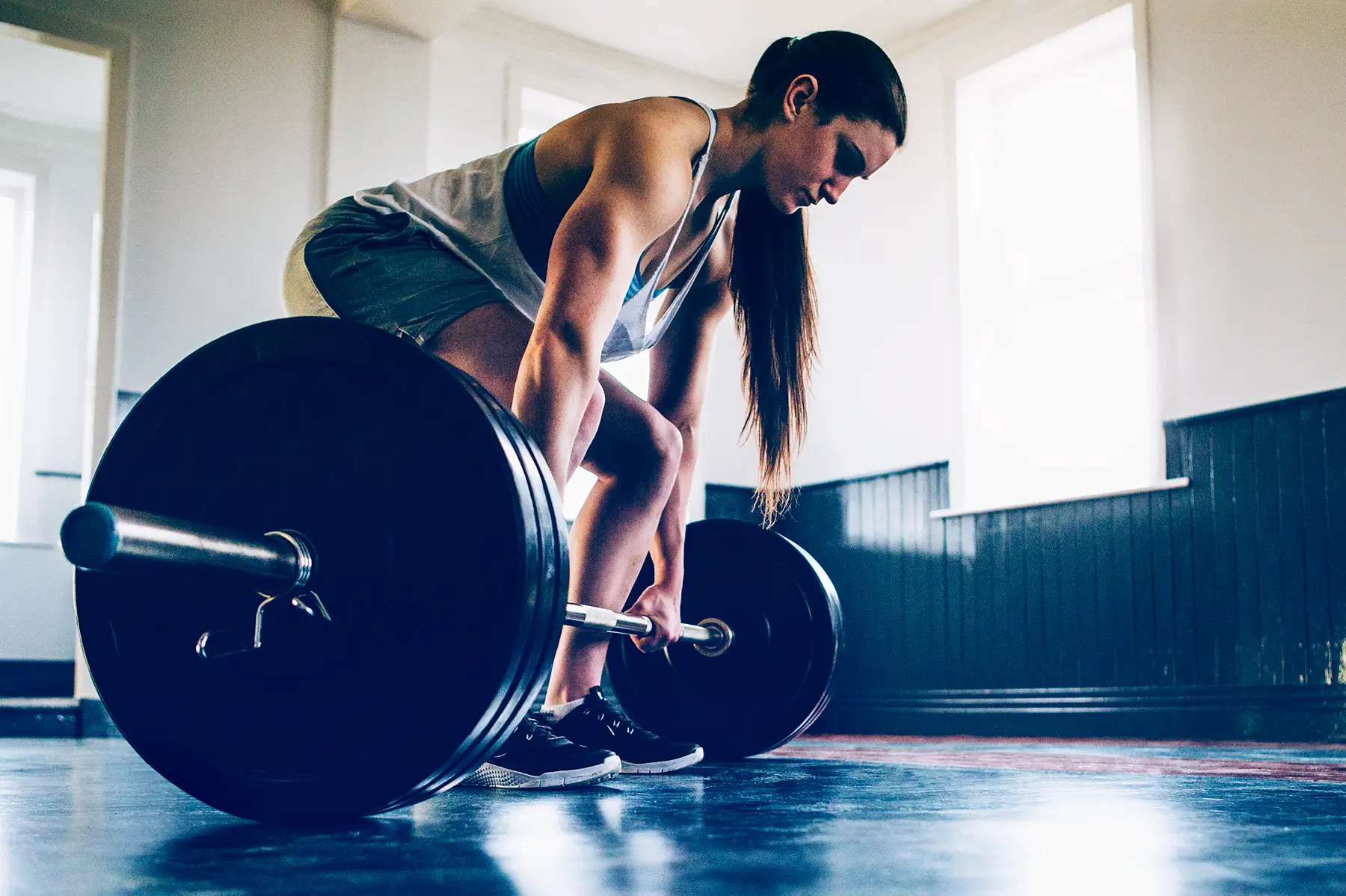 woman about to deadlift