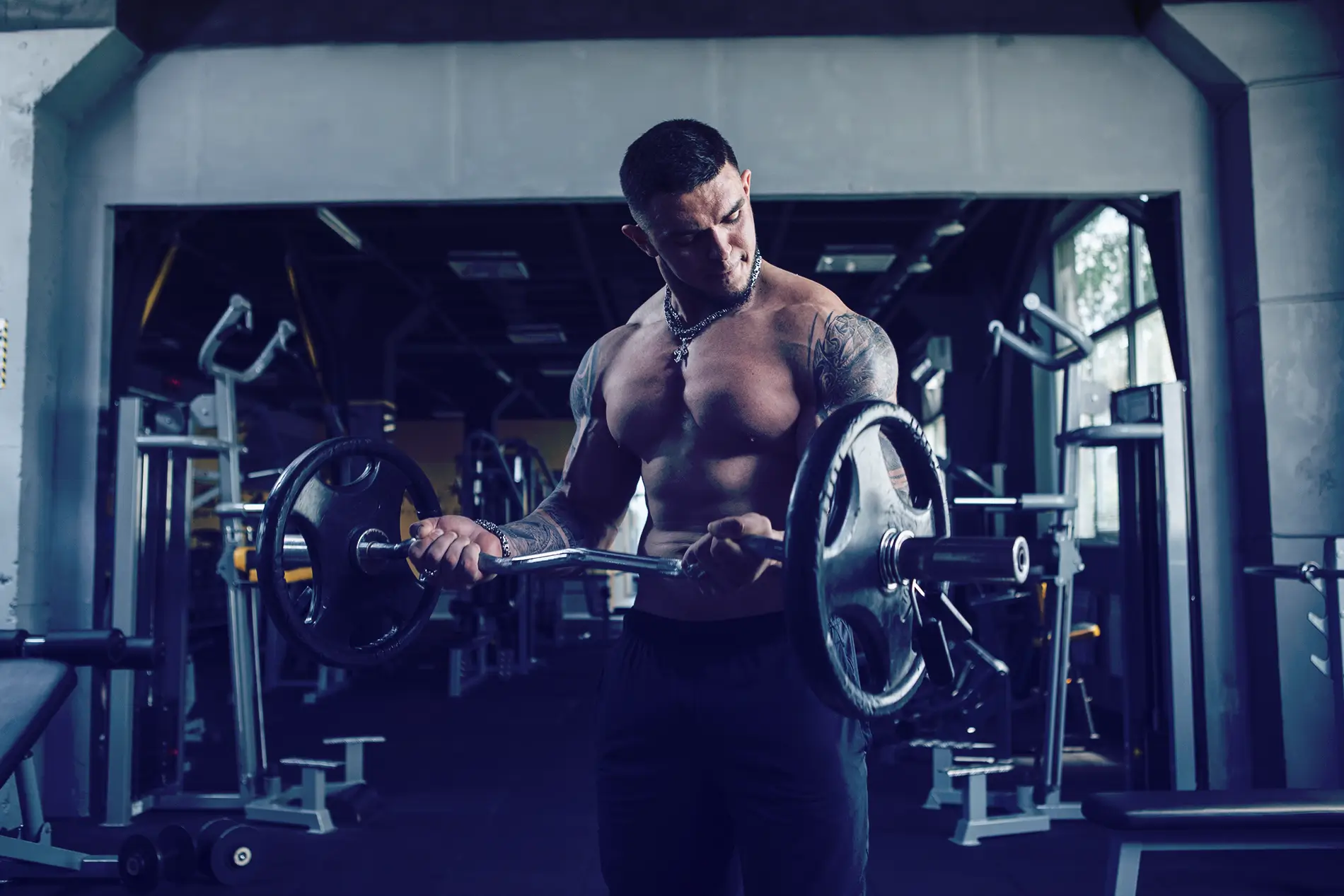 man doing bicep curls