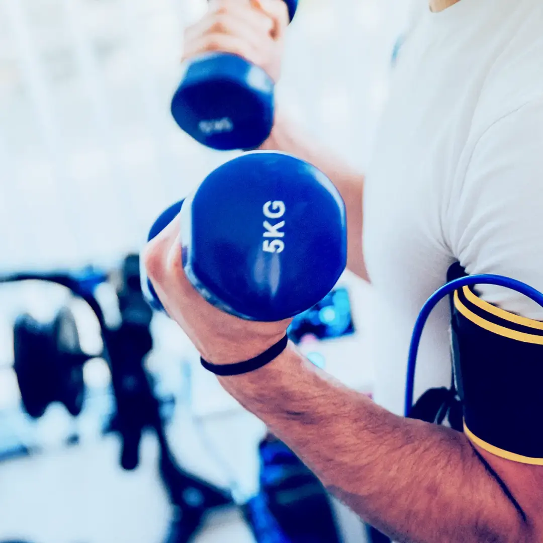 man being monitored when working out