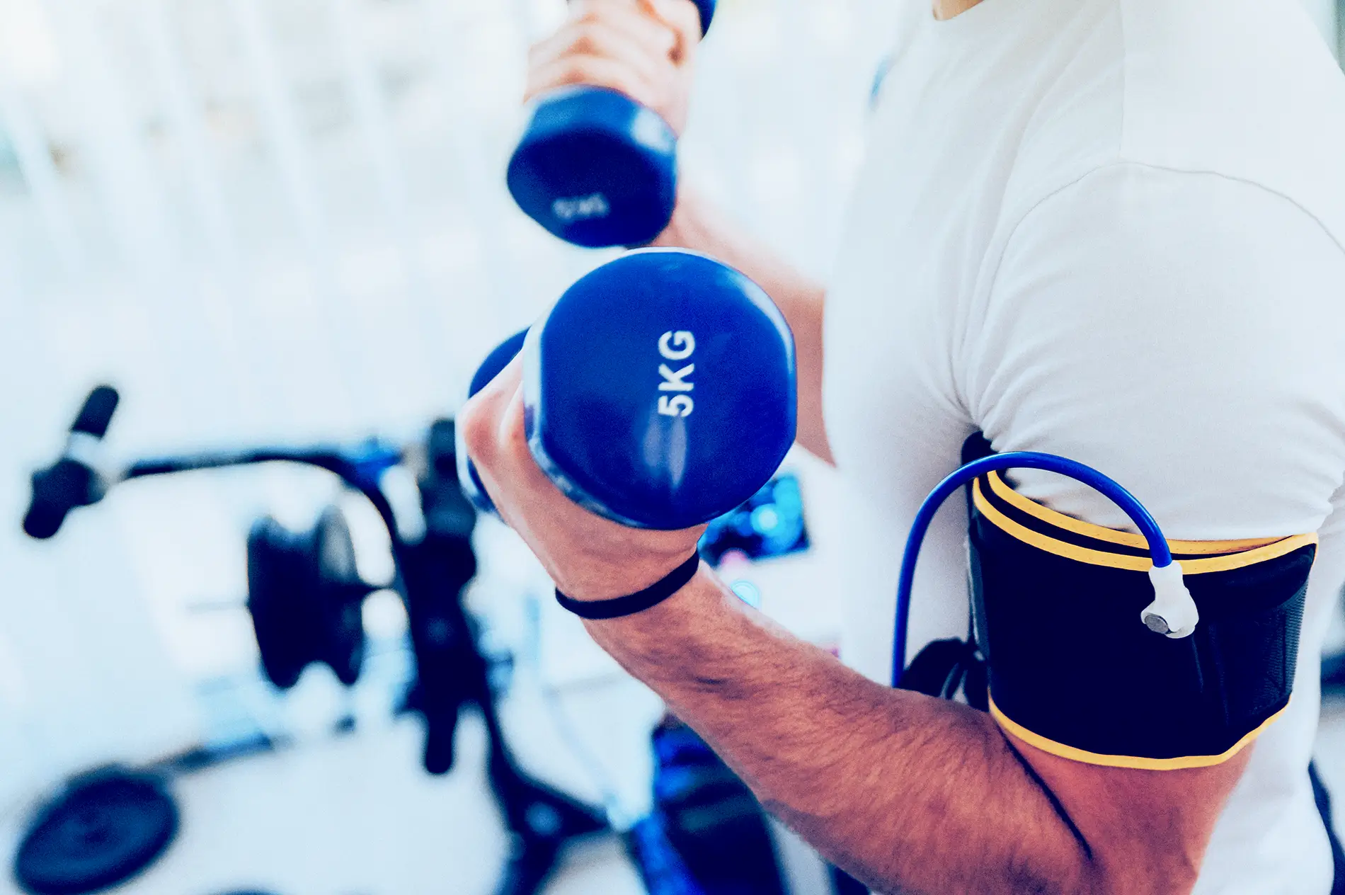 man being monitored when working out
