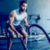 man using battle ropes