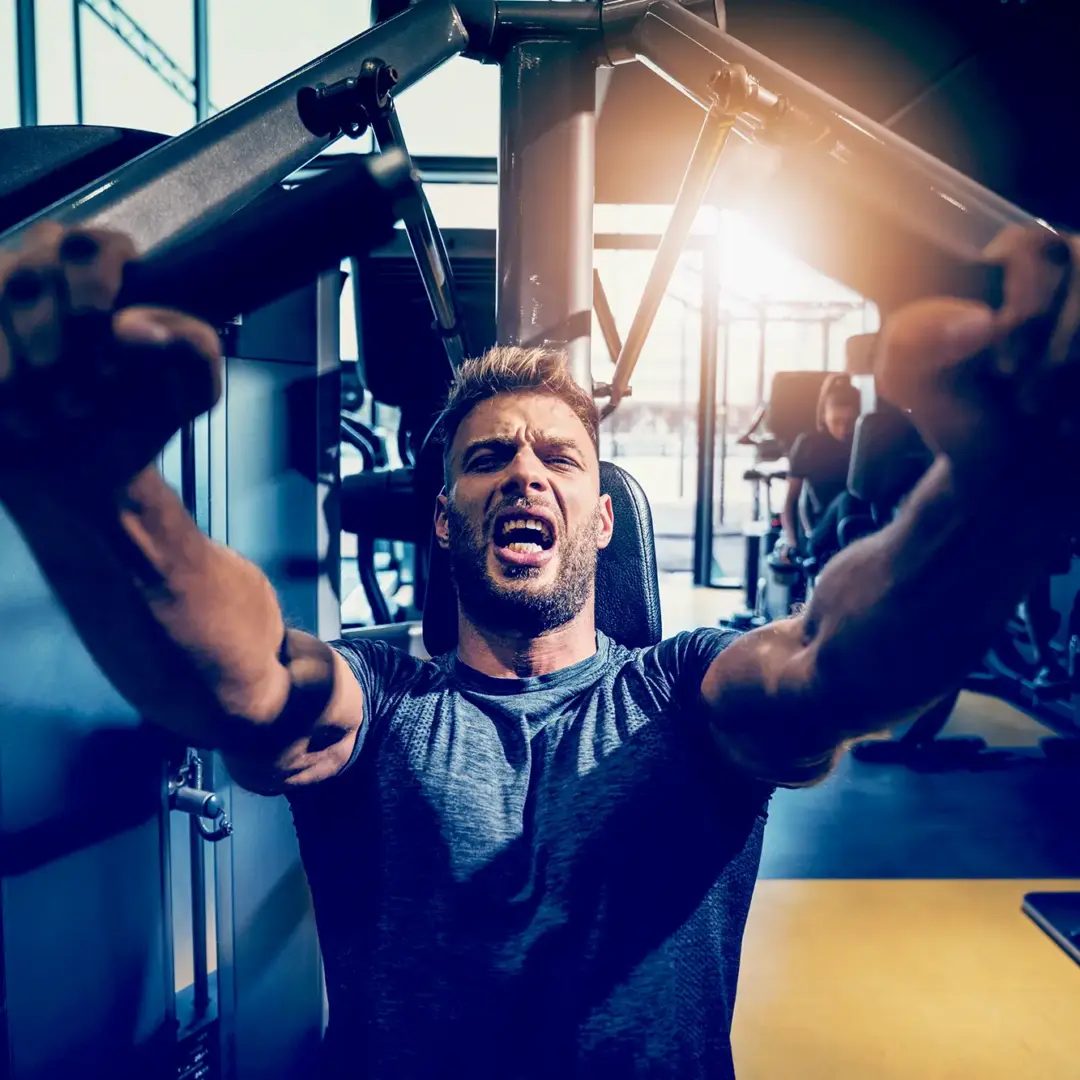 man doing chest press