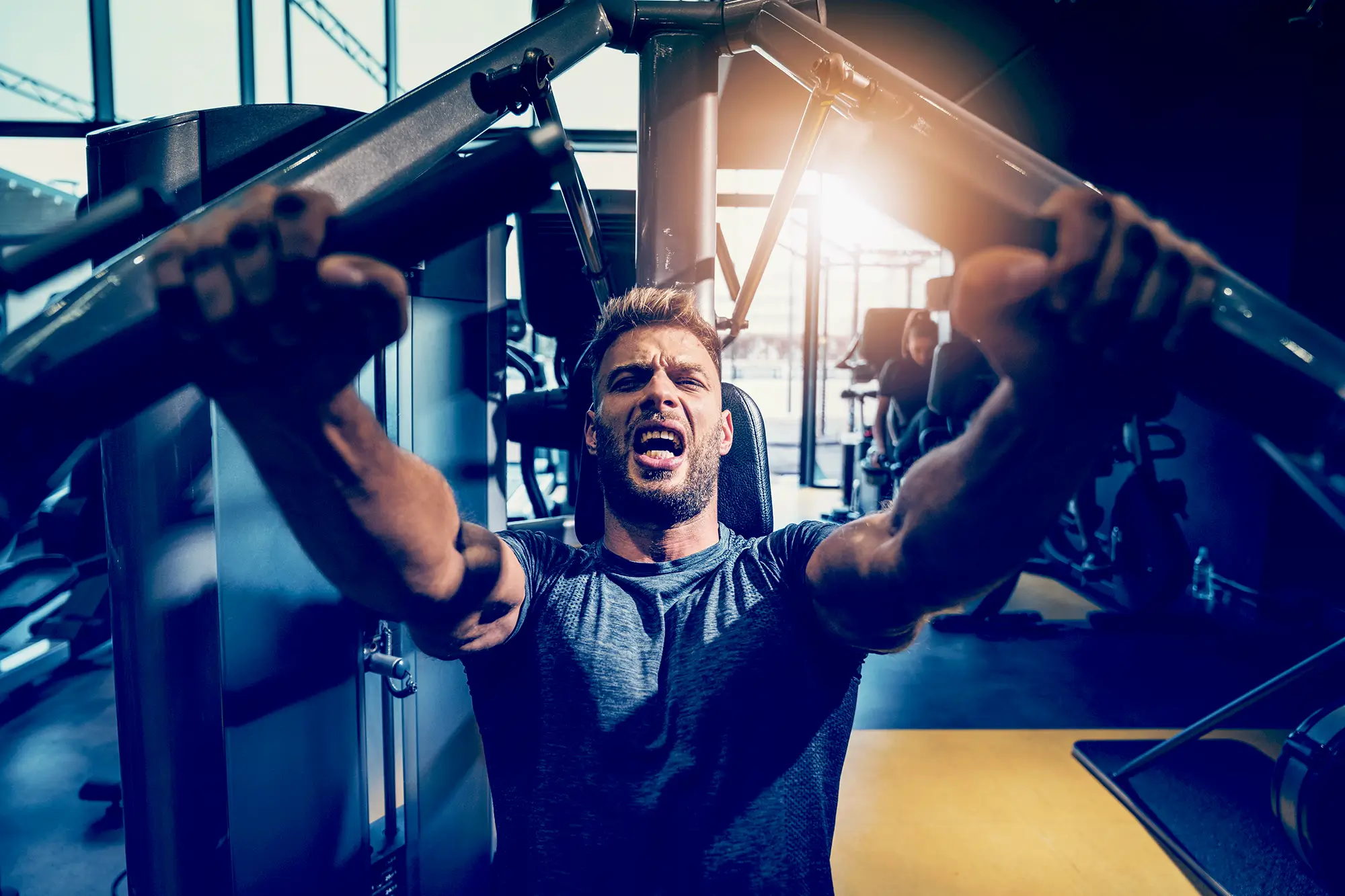 man doing chest press