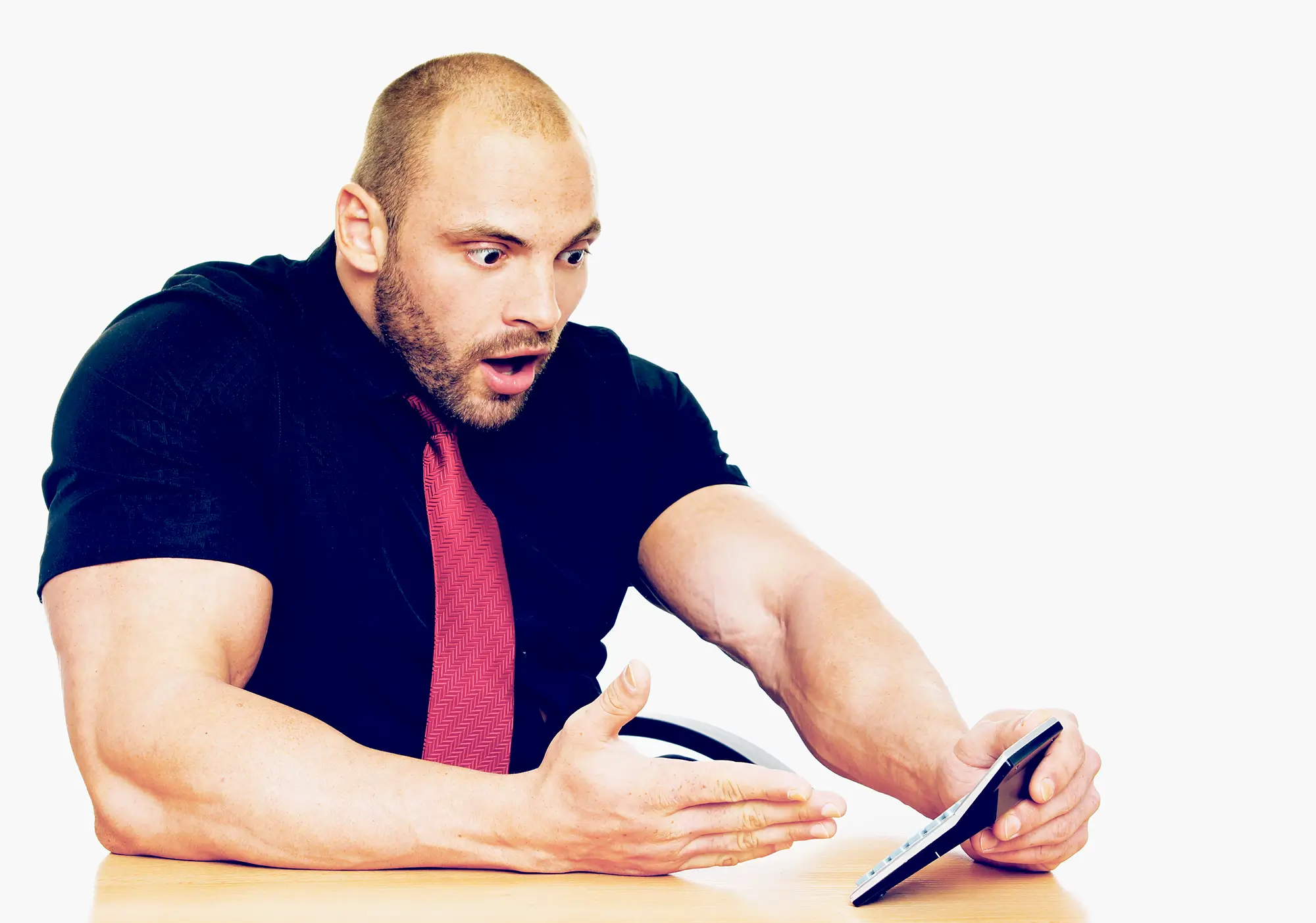 man using a calculator